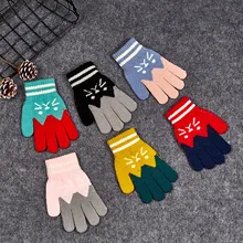 Детские теплые вязаные перчатки; зимние толстые перчатки; защита для пальцев