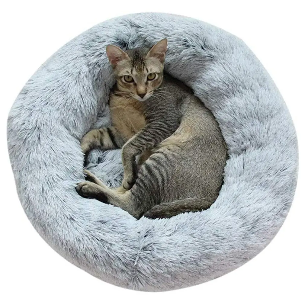 light grey Кровать для собак моющаяся кровать для кошек круглая дышащая кровать для собак диван для кошек кровать для собак супер мягкие плюшевые прокладки коврик для собак - Цвет: light grey