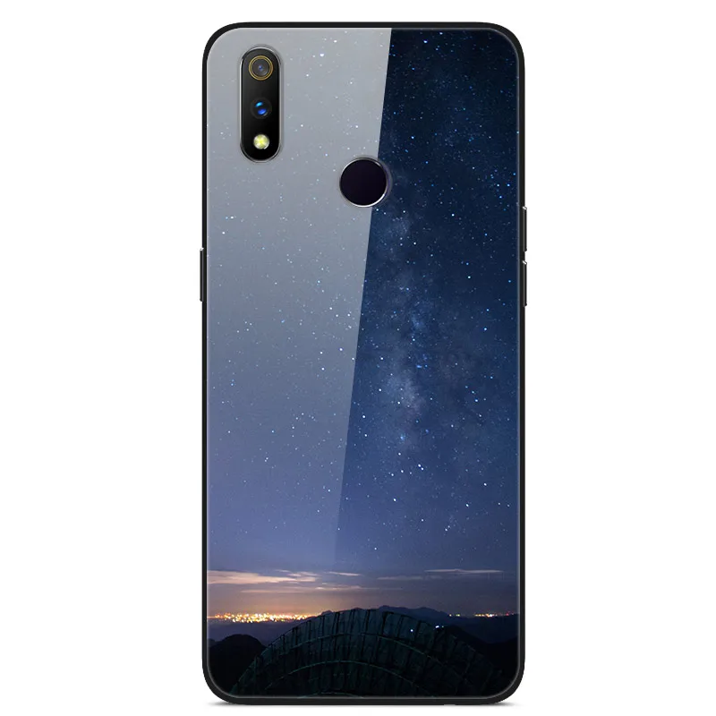Для OPPO Realme 3 Чехол Realme3 закаленное стекло планета Космос крышка стекло задняя крышка чехол для OPPO Realme 3 Coque оболочка для Realme 3 6,22 - Цвет: 11