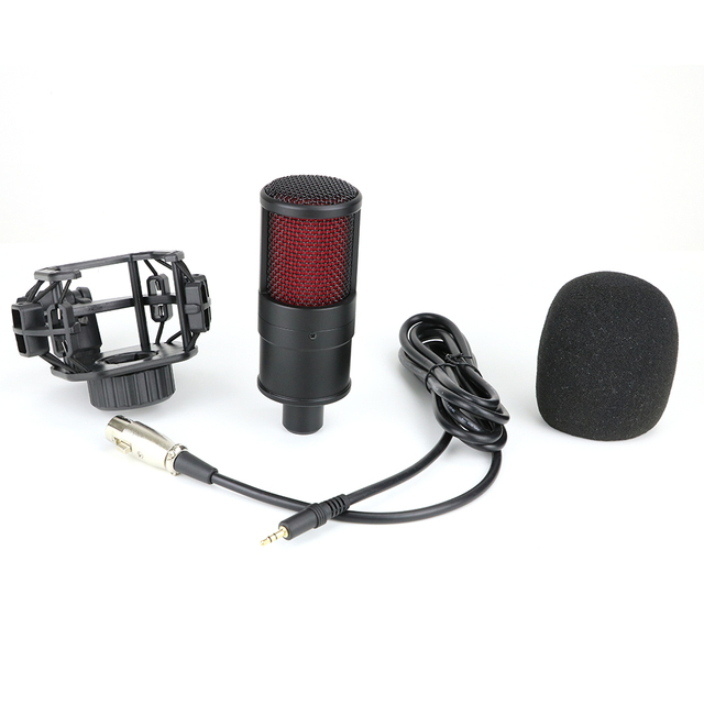 Profession Condenser Microphone Studio for PC Computer Streaming Recording Microphone Sound Card Phantom Power Mic Gaming