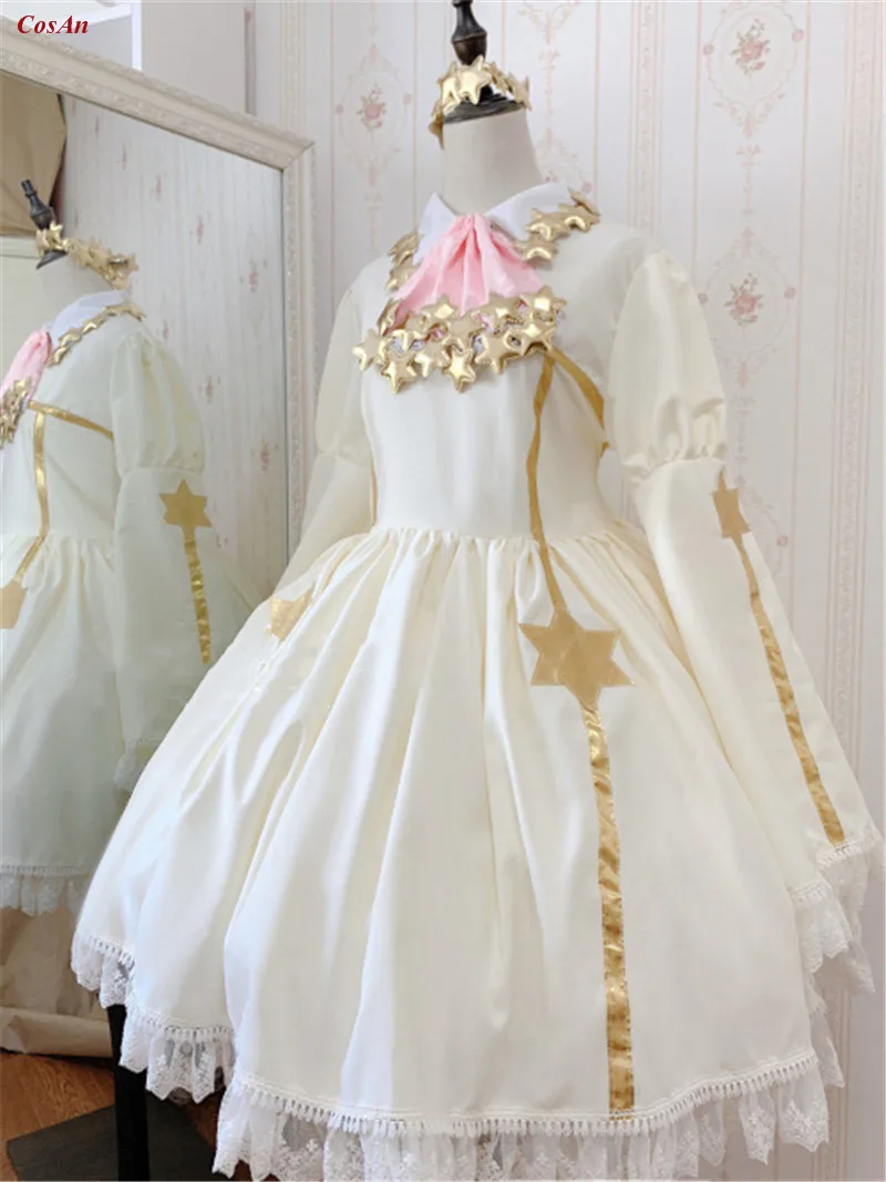 

Anime Cardcaptor Sakura Kinomoto Cosplay Costume Cute White Formal Dress Activity Party Role Play Clothing High-End Custom-Make