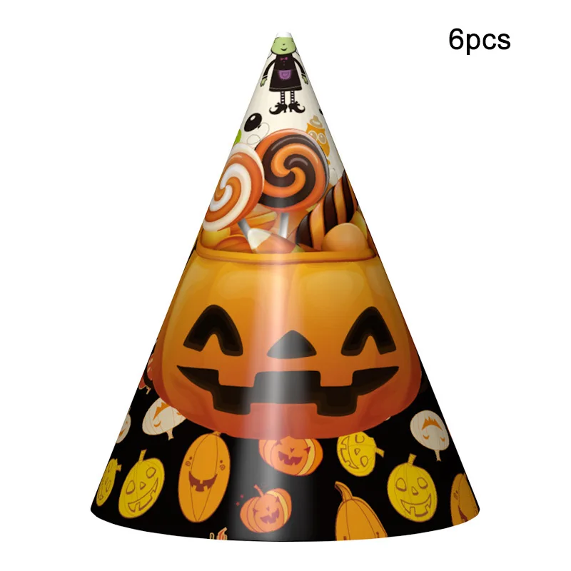 Halloween Candy Pumpkin Head Theme Creative Party Package Decoration Party Supplies Party Disposable Tableware Cup Plate - Цвет: cap-6pcs