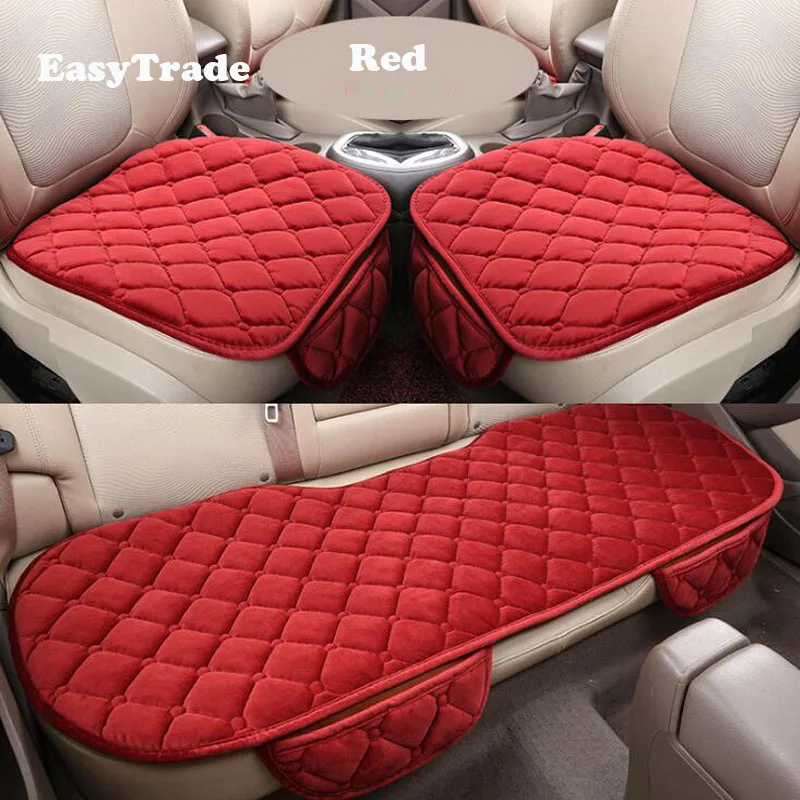 3 шт., универсальный чехол для сиденья, подушка для Toyota Camry, защита переднего и заднего сиденья, зимние коврики для сидений, автомобильные аксессуары - Название цвета: Red 3pcs