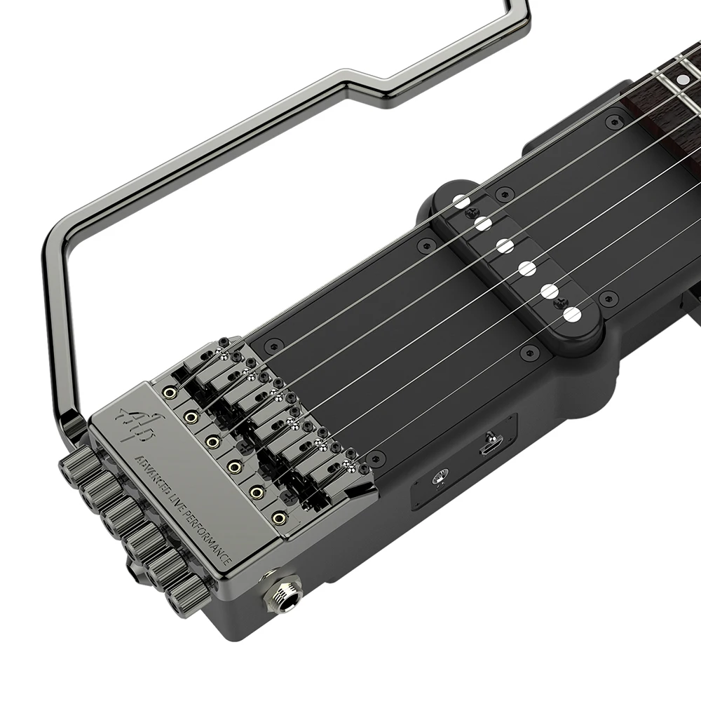

ALP FT-221S Portable Foldable Headless Travel Electric Guitar Built-in Tuner Headphone Amplifier Rechargeable Lithium Battery