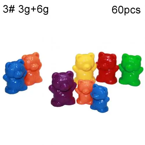 60Pcs Colorful Bear Shape Counters Toy Counting Numbers Classroom Teaching Aids Gift Children Educational Toy Teaching Equipment - Цвет: 3g 6g