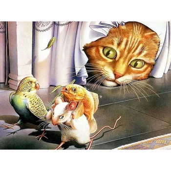 

DIY Painting By Numbers Cartoon Oil Coloring By Numbers Animals Cat 40x50cm Wall Art Canvas Picture Hand Painted Home Decoration