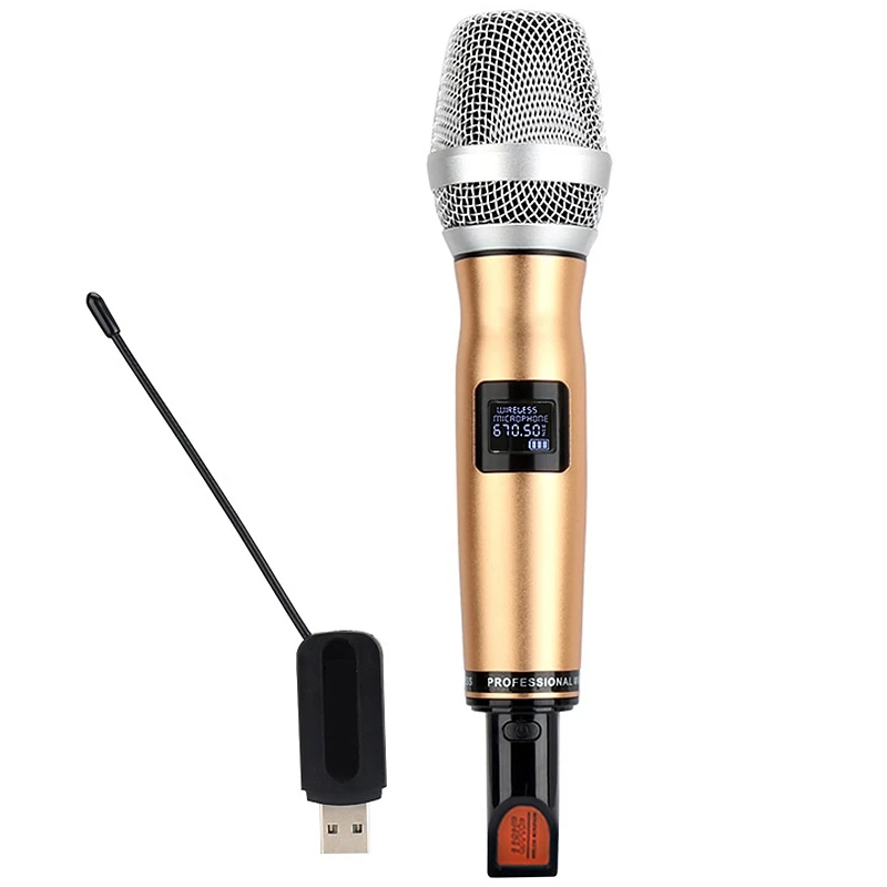 

B.BMIC Uhf Wireless Handheld Vocal Microphone Audio Cable Usb Charge, Dynamic Microphone Mic for Karaoke Recording