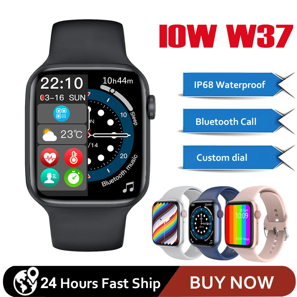 IWO W37 Smart watch men women Bluetooth Call Custom watch face IP68 Waterproof Custom Dial Sleep Monitor Smartwatch PK DT100