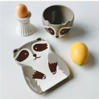 

Cartoon fox Bowl dinner plate sauce bowl porcelain rice bowl Ceramic Tableware Sets for Children dinnerware dessert plate