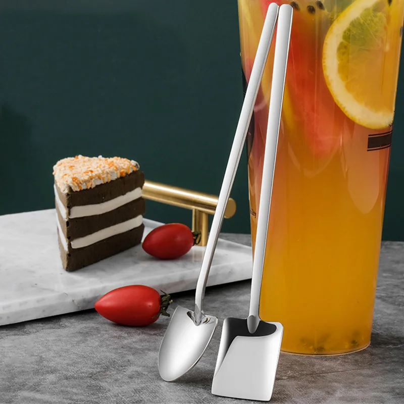 Shovel Spoons Tablewares Ice-Cream Coffee Long-Handle Stainless-Steel Creative Kitchen
