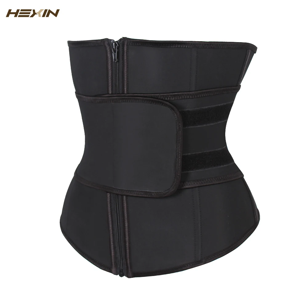 

HEXIN Abdominal Belt High Compression Zipper Plus Size Latex Waist Cincher Corset Underbust Body Fajas Sweat Waist Trainer