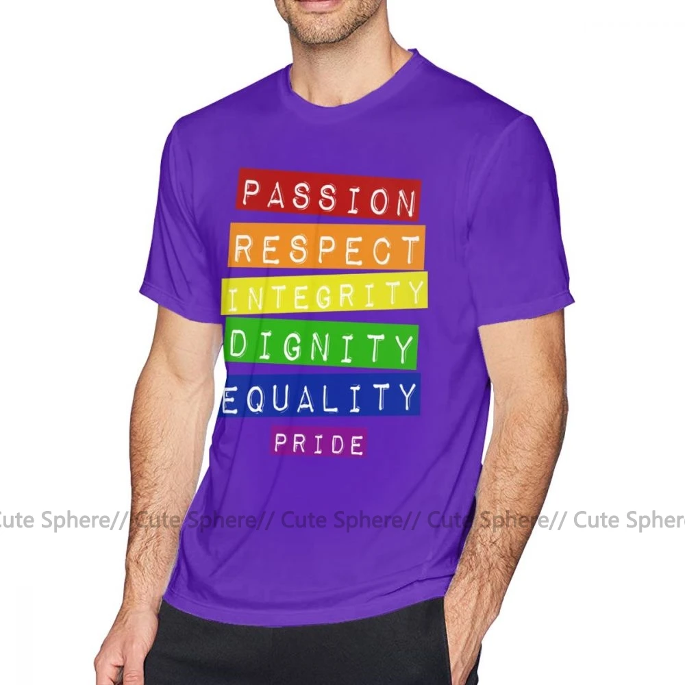 Gay Pride Футболка потрясающая хлопковая Футболка мужская повседневная негабаритная Футболка с принтом и коротким рукавом - Цвет: Purple
