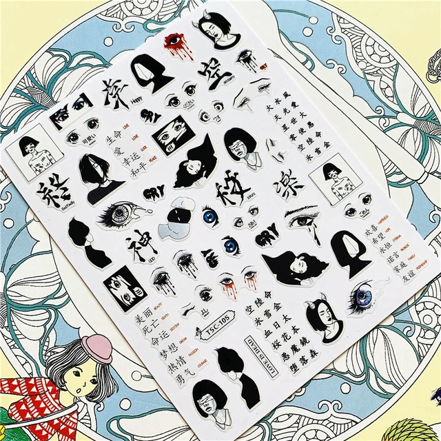 TSC-293 TSC-287 Japanese cartoon anime clown character 3D Back glue Nail Art Stickers Decals Sliders Nail ornament decoration TSC-105 N