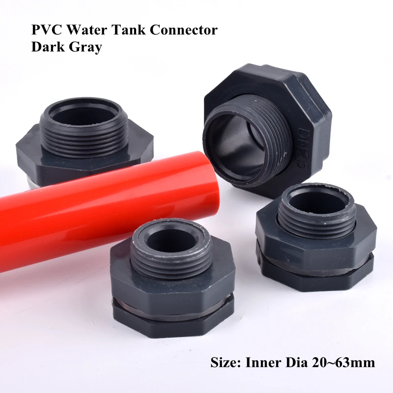 

1pc ID 20~63mm PVC Water Tank Connector Aquarium Fish Tank Inlet Drain Joint Drip Irrigation System Garden Water Pipe Connector