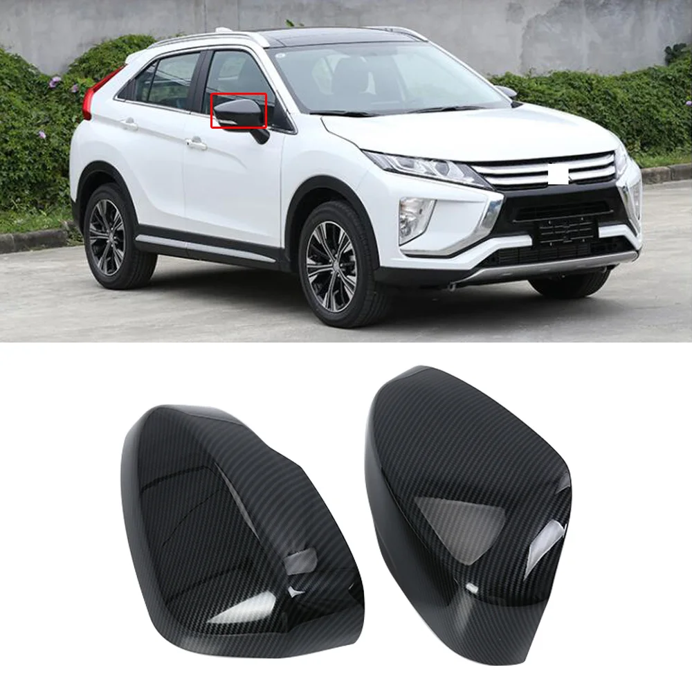 CAPQX 1Pair For Mitsubish Eclipse Cross 2017-2019 Side Rearview Mirror Cover Lid Carbon Fiber Outside Rear View Cap Shell | Автомобили и