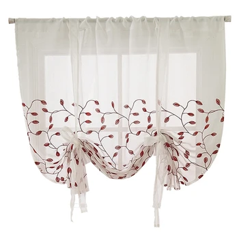 

Polyester Roman Curtain Light Semi-Shading Embroidered Home Curtain Small Window Bay Window Bedroom Coffee Kitchen Curtain