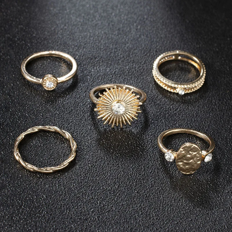 Набор колец в богемном стиле для женщин, винтажная статуя в форме знака зодиака лотоса, очаровательное обручальное кольцо, ювелирные изделия