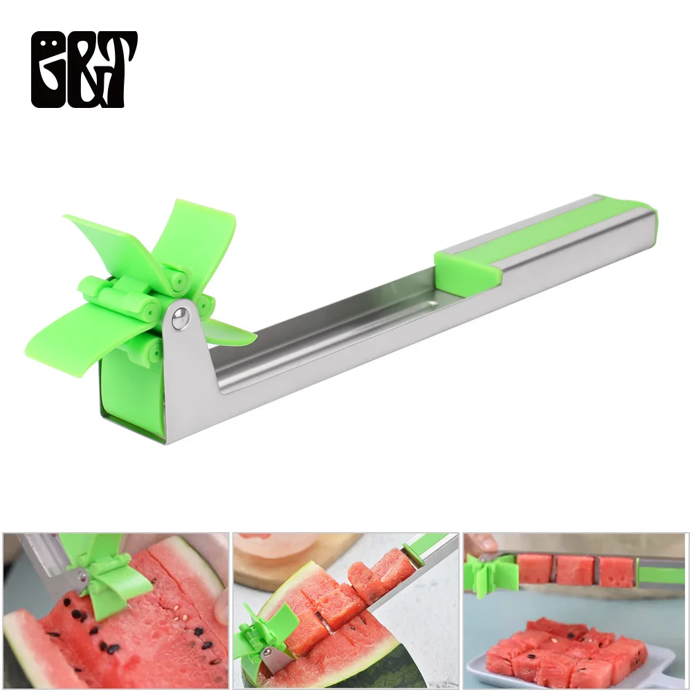 Creative Watermelon Slicer Cutter Shape Stainless Steel & PP for Cutting Kitchen Fruit Tool | Дом и сад