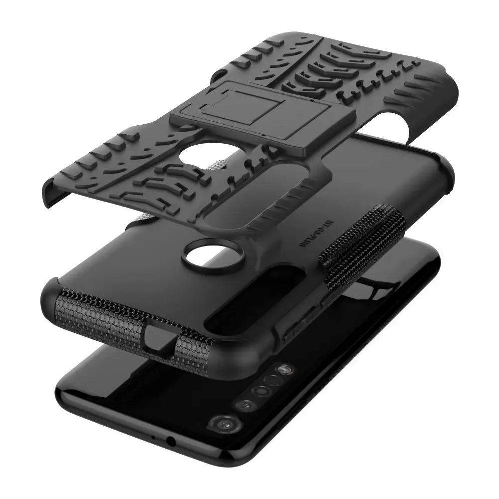 Жесткий чехол для Motorola Moto G8 Plus+ гибридный защитный силиконовый резиновый чехол-подставка из закаленного стекла для телефона