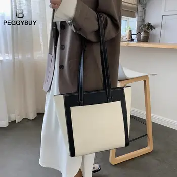 

Designer Handbags High Quality PU Leather Crossbody Bags Luxury Handbags Hit Color Shoulder Bag Large Capacity Totes