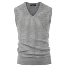 Черный/серый мужской свитер с v-образным вырезом, вязаный свитер без рукавов, пуловер с узором, повседневный теплый зимний тонкий модный мужской джемпер