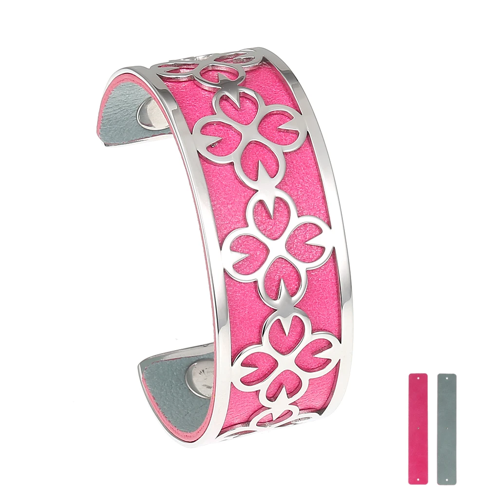 Cremo Stainless Steel  Manchette Pulseiras Interchangeable Gold Bangles For Women Leather Jewelry 2022