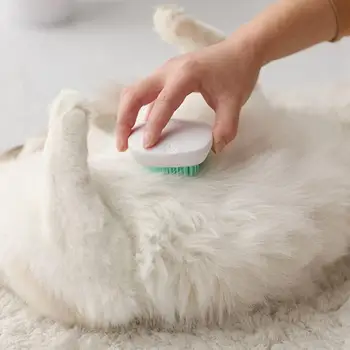

Pet Cat remove Hair Bath Brush Comb Pet SPA Massage Brush Soft Pet Cat Grooming Massage Brush with one button self-cleaning