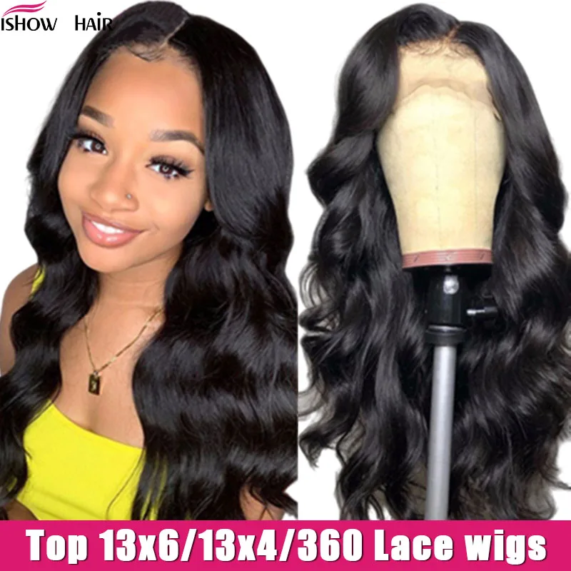 

13x6 Lace Front Wig Brazilian Body Wave Lace Front Human Hair Wigs 360 Lace Frontal Wig Pre Plucked with Baby Hair Ishow Wigs