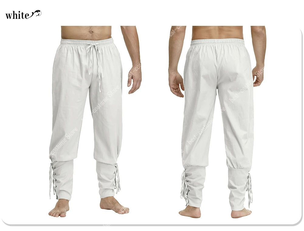 Medieval Pants for Men Pirate Viking Costume Pants Plus Size Trousers Pirate Cosplay Costume With Drawstrings