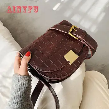 

Spring New Women's Bag Fahion Women Handbag Crocodile Pattern Wild Semi-circular Bag Vintage Shoulder Messenger Saddle Bag B782