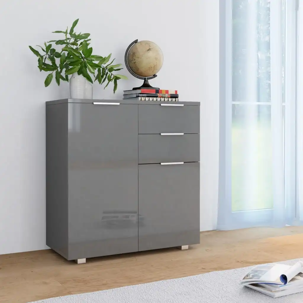 

Minimalist Modern Chipboard Sideboard with Storage Cabinets VidaXL Bright Gray Cloth Cabinet Dresser Organization 71x35x76 Cm