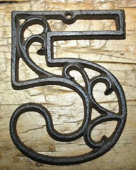 

Rustic BROWN Cast Iron Metal House Number Street Address 4 1/2 INCH # 5
