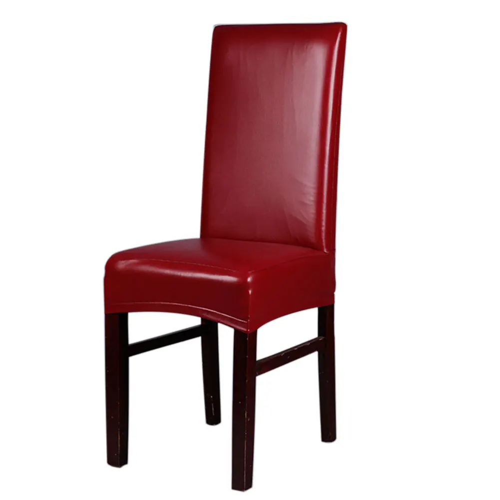 Украшение дома ресторан из искусственной кожи защитный твердый Водонепроницаемый маслостойкая Съемная эластичная чехлы на стулья для отелей Обеденная - Цвет: Wine Red