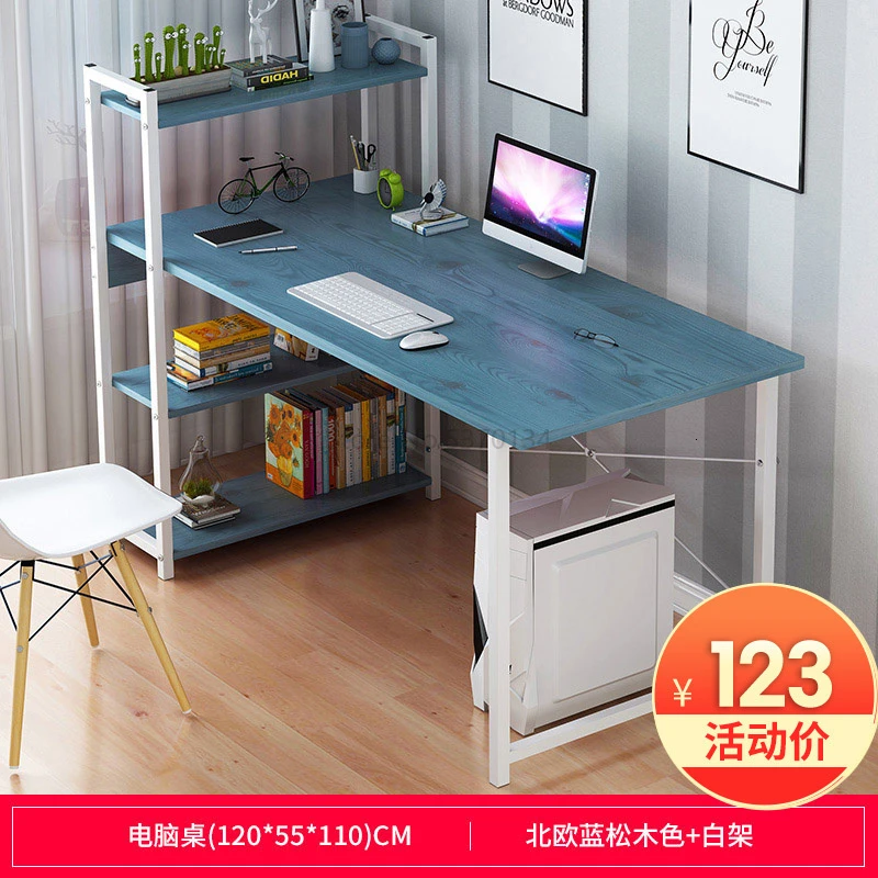 Компьютерный настольный стол, домашний простой современный офисный стол, книжный шкаф, сочетание, простой, для спальни, для студентов, для письма, маленький стол - Цвет: Небесно-голубой