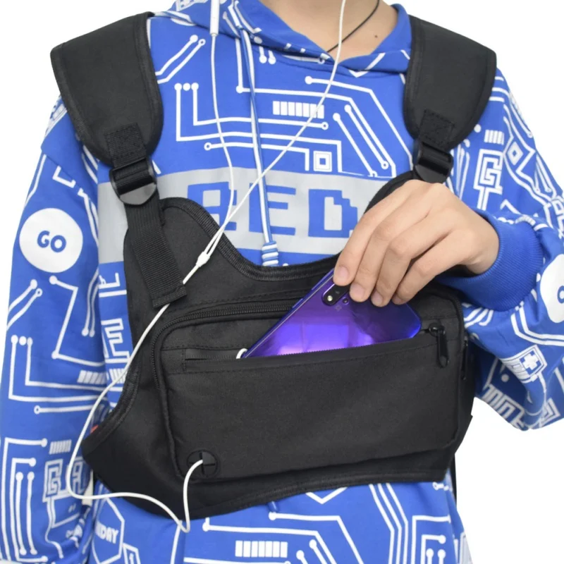

Outdoor Sports Men Women Chest Bag Multi-function Waterproof Chest Rig Pack Streetwear Hip-Hop Mobile Phone Storage Backpack