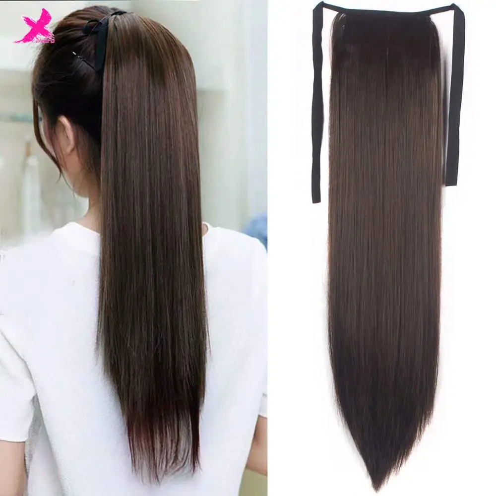 Xnaira Synthetic Fake Hair Pieces Afro Long Straight Drawstring Ponytail  Hair Bun Pony Tail Clip in Hair Ponytail Extensions