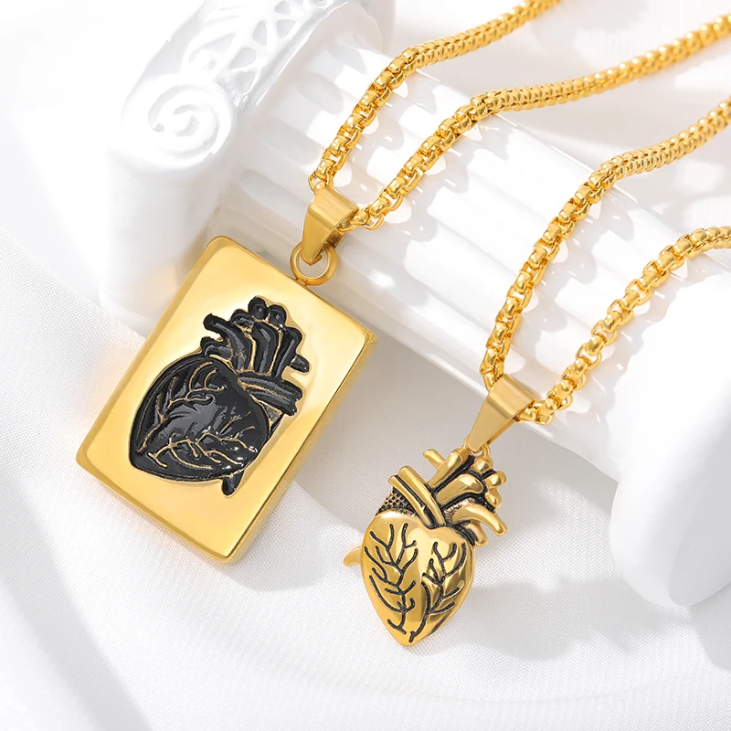 2020 Puzzel Sieraden Tale rechtoek Collares Anatomisch Hart Ketting Vrouwen Valentijnsdag подарок Rvs Hanger Collares|Ожерелья с