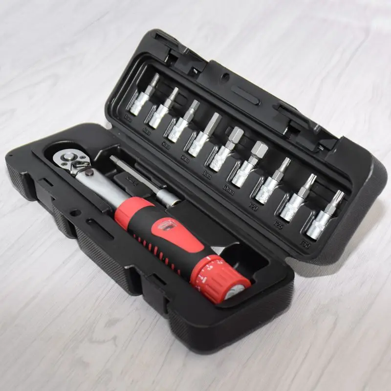1/4" 2-24Nm Adjustable Bike Torque Wrench Set Bicycle Repair Tool Kit Manual Ratchet Spanner