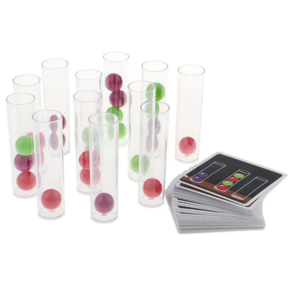 Kids Children Intellectual Pick Up Cards and Remove Balls into Tubes Developmental Toy, Fine Motor Skills