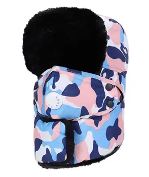 

camo russian army hat earmuff and mask bomber hat thick warm winter outdoor hat leifeng hat