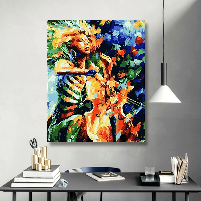 

DIY painting picture color figure painting and exaggerated color riding a horse girl figure by the number frame home