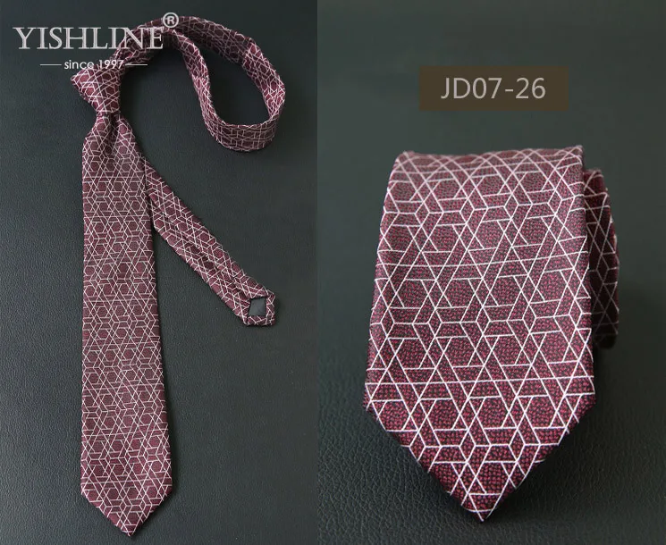 JD07-26 YISHLINE 7 см мужской галстук полосатый Пейсли перо Цветочный Тонкий шеи галстуки для галстуков бизнес галстук мужской свадебный галстук обтягивающий - Цвет: JD07-26