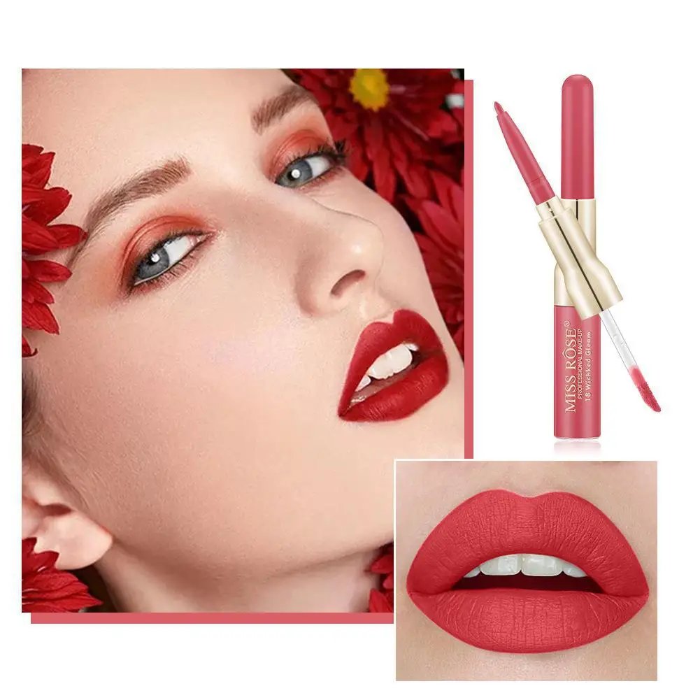 

Double Headed Matte Makeup Lipstick Natural Waterproof Lip Gloss Long-Lasting Moisturizing Lipstick Korea Cosmetic Set maquiagem