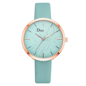 

New Arrive Fashion Simple Women Watches Ladies Casual Leather Watch Montre Femme Big Dial Flower Clock Relogio Feminino