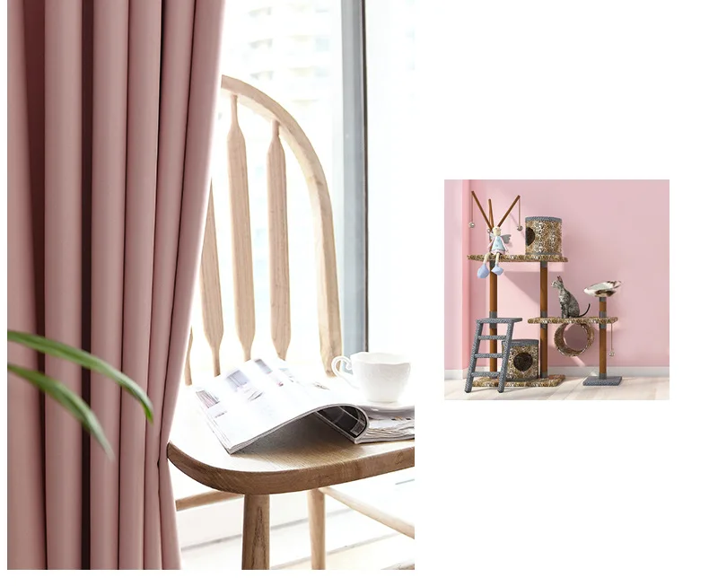 Fashion korean style pink hollow star kids curtains double layer black out window curtains for living room decorative