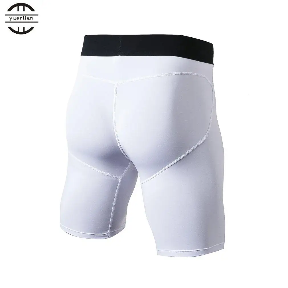 White L Yuerlian Мужские Спортивные Компрессионные шорты быстросохнущие шорты для бодибилдинга YY - Габаритные размеры: White L