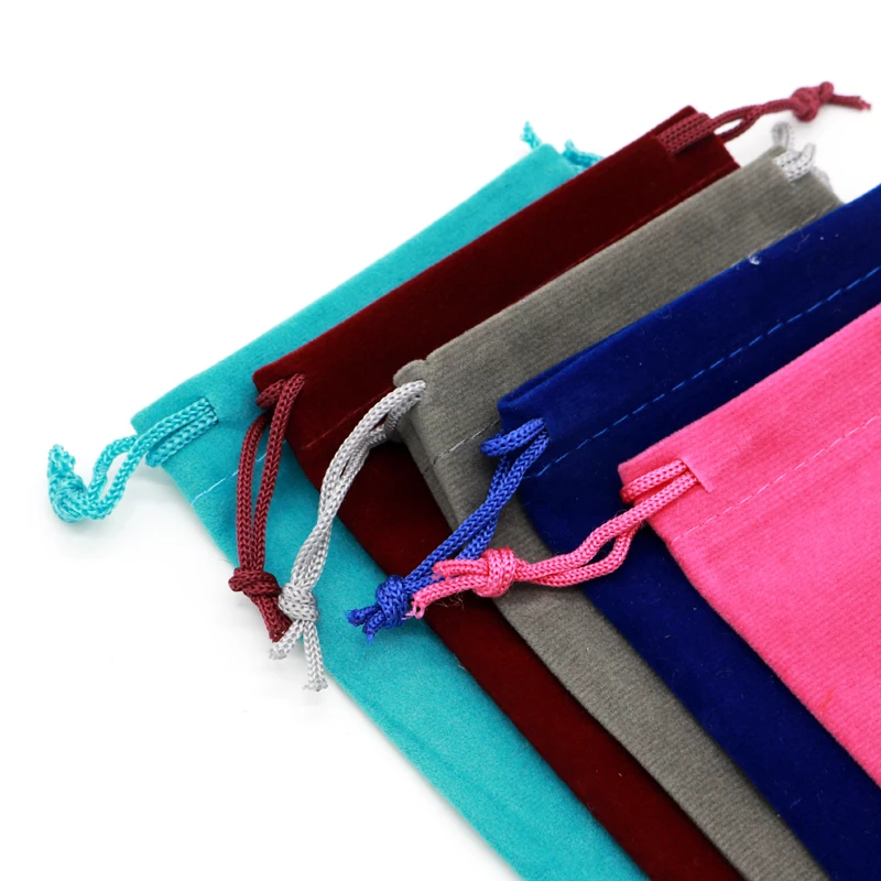 

20 шт 8*10 см Подарочные ювелирные сумки с логотипом на заказ черный бархат свадебный подарок конфетная упаковка мешок шнурком замша ремесленные часы мешки