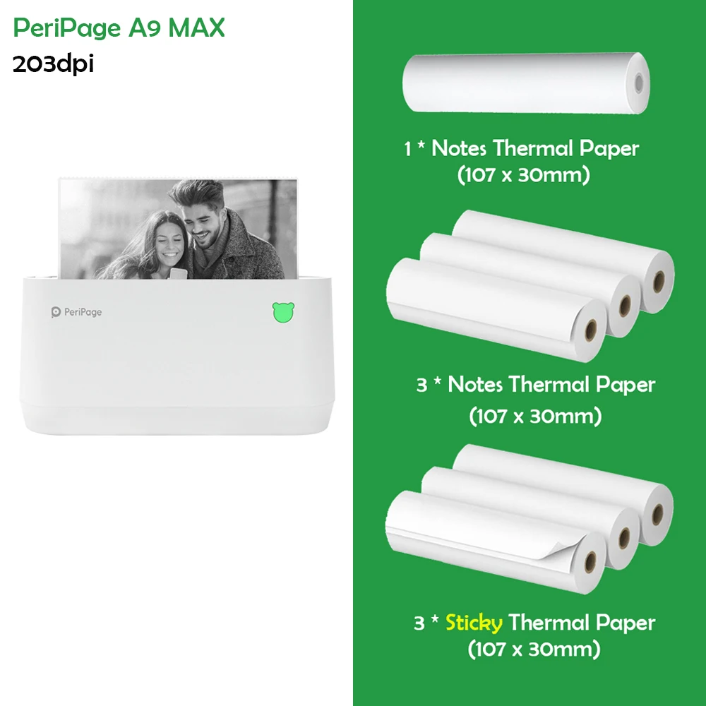 Peripage A9 A9s Max Mini Photo Wireless Thermal Phone Printer Sticker