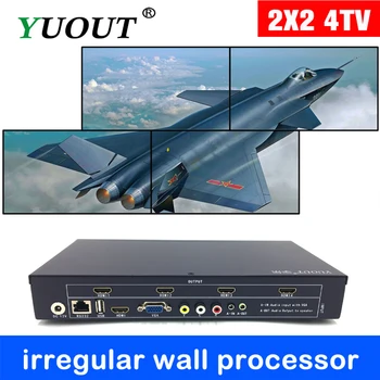

YUOUT 4TV HDMI 2x2 Wall Controller video wall processor, Creative image controller for 4 units,irregular TV wall processor