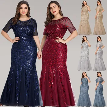 

Vintage Long Mermaid Mother Of The Bride Dresses Elegant Appliques Lace Half Sleeves Sequin Evening Gown Formal Wedding Party